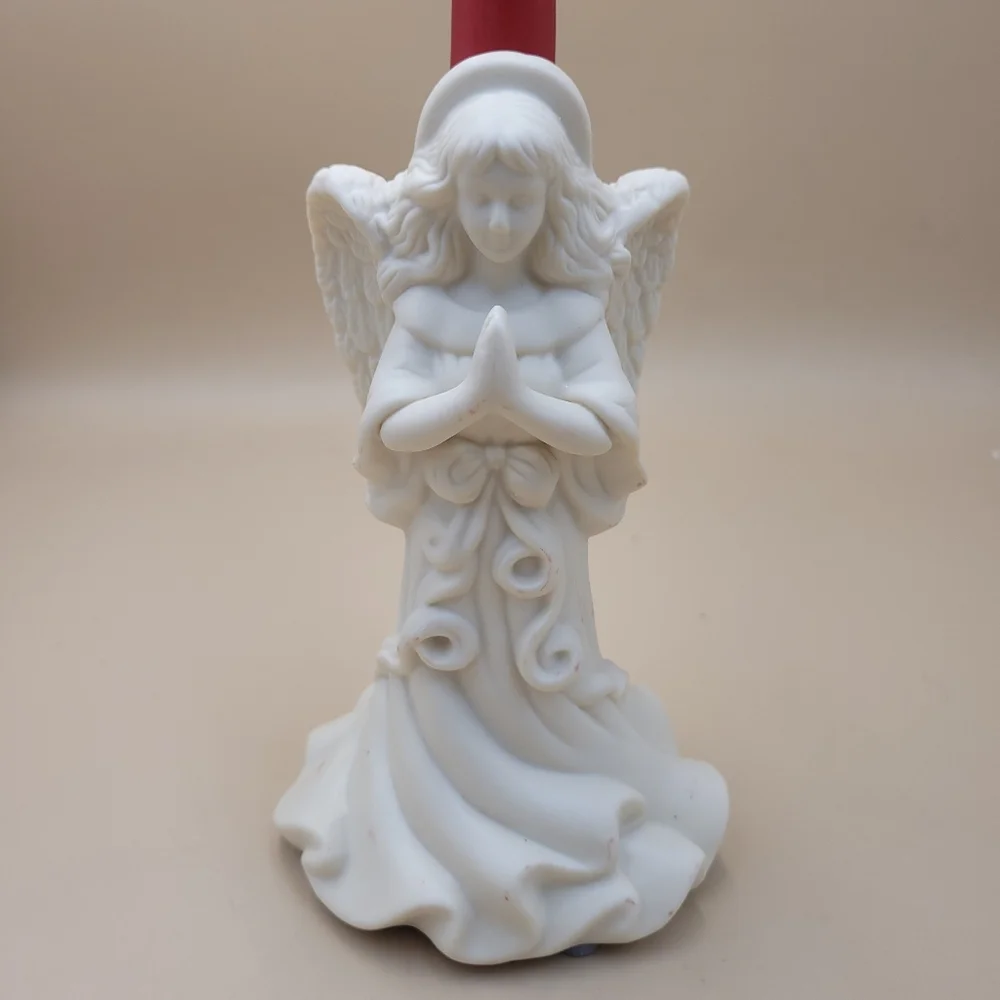 Vtg Partylite Angel of Light Bisque Taper Candle‎ Holder P0425 Retired With Box